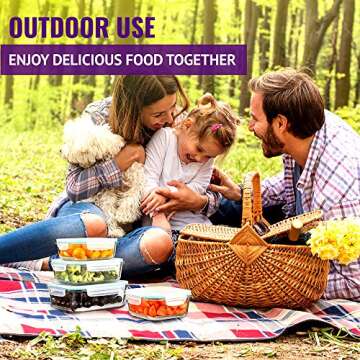 Glass Food Storage Containers with Lids - Airtight Glass Lunch Containers with Locking Lids,Leakproof Meal Prep Glass Containers,Freezer to Oven Safe,18-51OZ(6 Sets Pack),BPA Free.