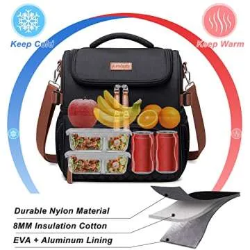 Artelaris Lunch Bag for Women, Large Double Deck Lunch Box Tote for Work, Dual Compartment Insulated Leakproof Lunchbox Cooler for Adult