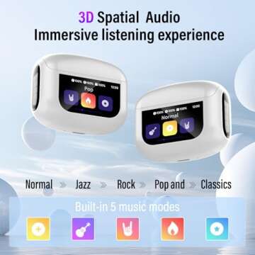 Wireless Earbuds, Bluetooth 5.4 Headphones with Multifunctional Touch Screen, 48H Bass Stereo Ear Buds with ANC/ENC Noise Cancelling/Transparency Mode, IPX7 Earphones with 5 EQ Modes, Ivory White