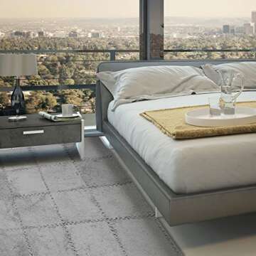 Flutesan 15 Pcs Plush Foam Floor Mat Square Interlocking Carpet Tiles with Border Fluffy Play Mat Flooring Tiles Soft Climbing Area Rugs for Home Playroom Decor 11.8''(Gray)