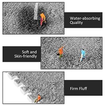 Flutesan 15 Pcs Plush Foam Floor Mat Square Interlocking Carpet Tiles with Border Fluffy Play Mat Flooring Tiles Soft Climbing Area Rugs for Home Playroom Decor 11.8''(Gray)