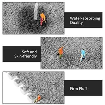 Flutesan 15 Pcs Plush Foam Floor Mat Square Interlocking Carpet Tiles with Border Fluffy Play Mat Flooring Tiles Soft Climbing Area Rugs for Home Playroom Decor 11.8''(Gray)