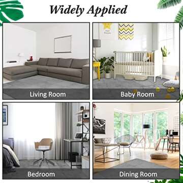 Flutesan 15 Pcs Plush Foam Floor Mat Square Interlocking Carpet Tiles with Border Fluffy Play Mat Flooring Tiles Soft Climbing Area Rugs for Home Playroom Decor 11.8''(Gray)