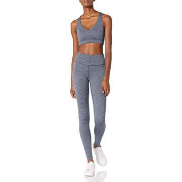 Core 10 Women's Spectrum High-Waist Full-Length Yoga Legging, Navy White Herringbone, Small