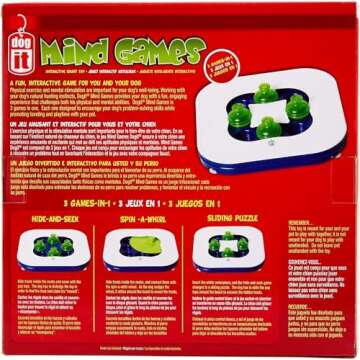 Dogit Mind Games 3-in-1 Interactive Smart Toy For Dogs, Includes Hide &-Seek, Spin-A-Whirl, & Sliding Puzzle Games