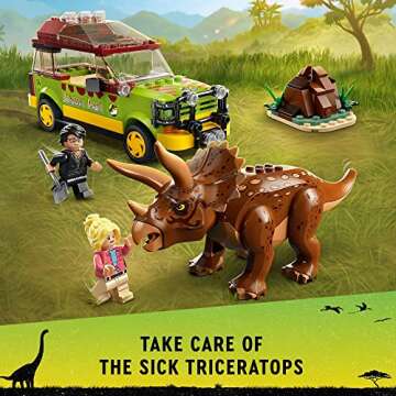 LEGO Jurassic Park Triceratops Research, Jurassic World Toy, Fun Birthday Gift Idea for Kids Ages 8 and Up, Featuring a Buildable Ford Explorer Car Toy and Dinosaur Figure, 76959