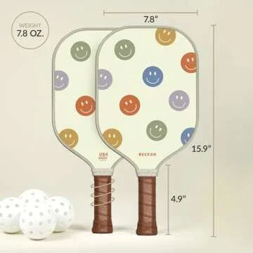 Recess Premium Pickleball Paddle, Optimist - Strong & Durable Fiberglass Surface, Lightweight, Honeycomb Core & Comfort Grip Handles - Tournament or Casual Play, USAPA Approved