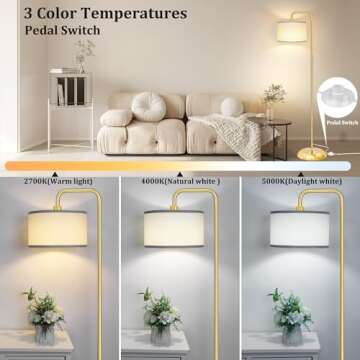 [Upgraded] LED Floor Lamp for Living Room, 3 Color Temperature Floor Lamp with Foot Switch Modern St...