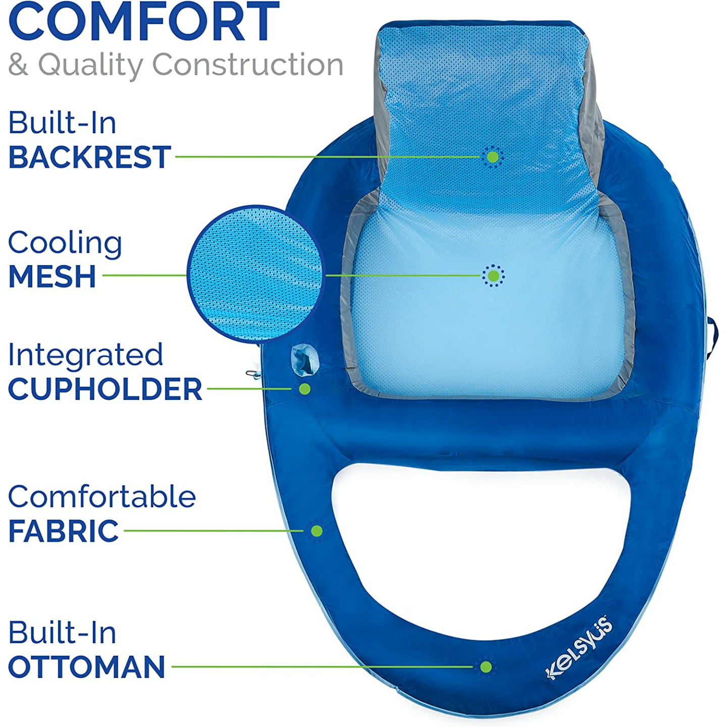 Kelsyus XL Floating Lounger - Inflatable Chair for Pool