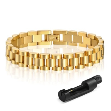 MPRAINBOW Gold Thick Link Bracelet - Elegant Stainless Steel Jewelry