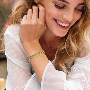 MPRAINBOW Gold Thick Link Bracelet - Elegant Stainless Steel Jewelry