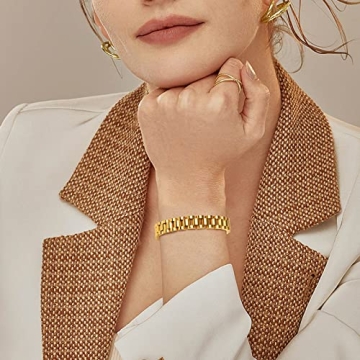 MPRAINBOW Gold Thick Link Bracelet - Elegant Stainless Steel Jewelry