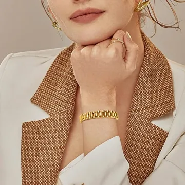 MPRAINBOW Gold Thick Link Bracelet - Elegant Stainless Steel Jewelry