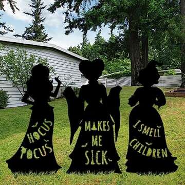 Ivenf Witch Halloween Decorations Outdoor: 3 Extra Large Black Hocus Pocus Witches, Halloween Silhouette Yard Signs with Stakes, Thick Corrugated Plastic, Outside Lawn Decor for Kids Home Party