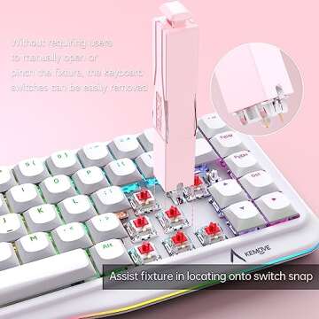 KEMOVE P10 2-in-1 Switch Puller Keycap Puller for Mechanical Keyboard, 304 Stainless Steel Key Switch Keycap Puller, Easily Remove and Replace Gaming Keyboard Switches and keycaps - Pink