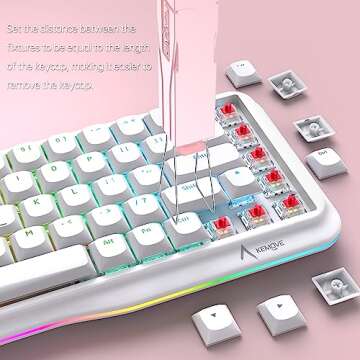 KEMOVE P10 2-in-1 Switch Puller Keycap Puller for Mechanical Keyboard, 304 Stainless Steel Key Switch Keycap Puller, Easily Remove and Replace Gaming Keyboard Switches and keycaps - Pink
