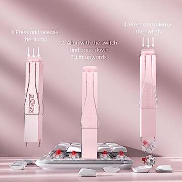 KEMOVE P10 2-in-1 Switch Puller Keycap Puller for Mechanical Keyboard, 304 Stainless Steel Key Switch Keycap Puller, Easily Remove and Replace Gaming Keyboard Switches and keycaps - Pink