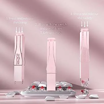 KEMOVE P10 2-in-1 Switch Puller Keycap Puller for Mechanical Keyboard, 304 Stainless Steel Key Switch Keycap Puller, Easily Remove and Replace Gaming Keyboard Switches and keycaps - Pink