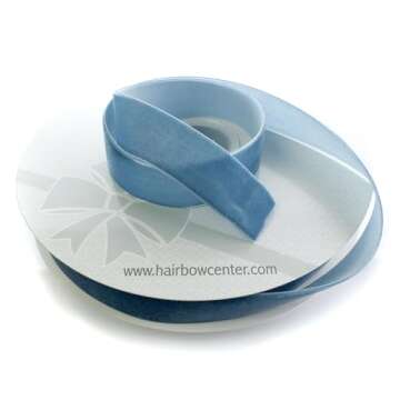 1" Velvet Ribbon Antique Blue 25 Yards HairBow Center