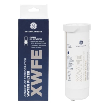 GE XWFE Refrigerator Water Filter - Genuine, Certified, Reduces Lead & 50+ Impurities