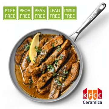 TECHEF - CeraTerra Ceramic Nonstick Frying Pan Skillet, (PTFE, PFAS, and PFOA Free), Dishwasher Oven Safe, Stainless Steel Handle, Induction-Ready, Made in Korea (12-in)