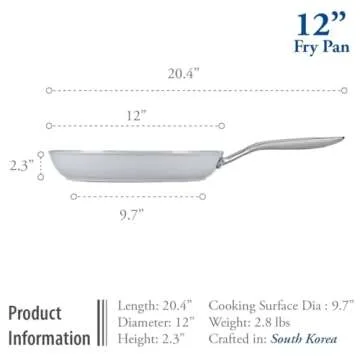 TECHEF - CeraTerra Ceramic Nonstick Frying Pan Skillet, (PTFE, PFAS, and PFOA Free), Dishwasher Oven Safe, Stainless Steel Handle, Induction-Ready, Made in Korea (12-in)