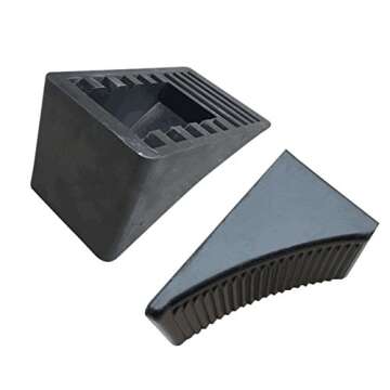 Fasmov 2 Pack Solid Rubber Heavy Duty Wheel Chock, Premium Chock for Car, Travel Trailers, RV, Truck...