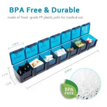 2-Pack Weekly Large Pill Organizer for Travel, 7 Day Pill Boxes and Organizer, Big Compartments Pill Case AM PM,14 Day XL Medication Organizer Dispenser for Fish Oils, Vitamin Holder Supplement