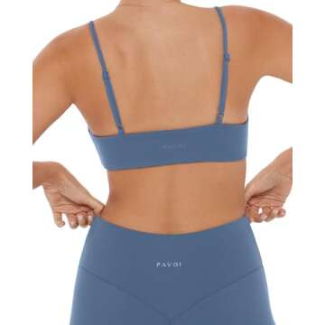 PAVOI ACTIVE LuxeCloud Collection | Women's Lounge Athleisure Low Support Scoop Padded Adjustable Straps Sports Bra | Small, Sky
