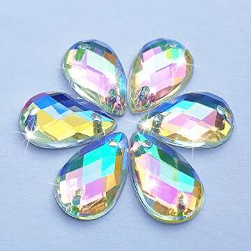 300Pcs 0.31x0.51″ Drop Shape Crystal Yellow Clear Acrylic Sew On Rhinestones Flatback Sewing Stones for Clothes Dress Crafts Garments Accessories (AB)