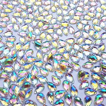 300Pcs 0.31x0.51″ Drop Shape Crystal Yellow Clear Acrylic Sew On Rhinestones Flatback Sewing Stones for Clothes Dress Crafts Garments Accessories (AB)