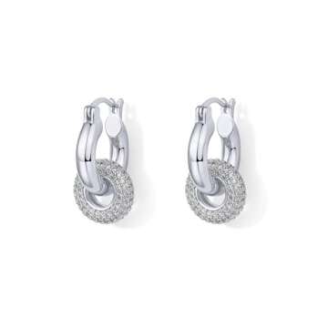 PAVOI Convertible Chunky Hoop Earrings for Women - CZ Dangle Style