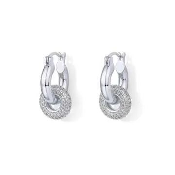PAVOI Convertible Chunky Hoop Earrings for Women - CZ Dangle Style