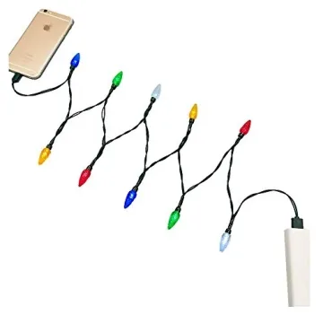 WIND Christmas Light Phone Charger Cord USB and Bulb Charging Cable 50inch 10led Multicolor Lightnin...