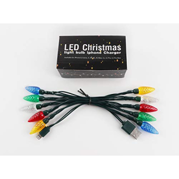 WIND Christmas Light Phone Charger Cord USB and Bulb Charging Cable 50inch 10led Multicolor Lightning for Phone 8-11/12/13/14,Pro,Pro Max
