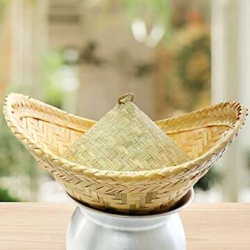 PANWA Traditional Sticky Rice Cooking Steamer Basket Wicker Lid Handcrafted “Universal Fit for all Large” Wing and Round Baskets