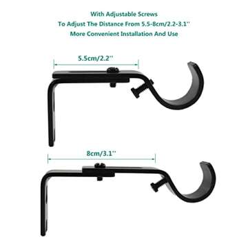 Adjustable Curtain Rod Brackets,ULIFESTAR 3 Pack Heavy Duty Drapery Rod Holders Hardware Window Curtain Rod Support Hanger for 1 Inch Rod with Installation Screws (Black)