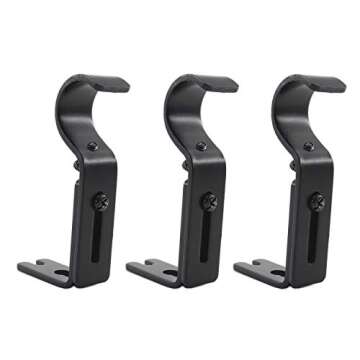Adjustable Curtain Rod Brackets,ULIFESTAR 3 Pack Heavy Duty Drapery Rod Holders Hardware Window Curtain Rod Support Hanger for 1 Inch Rod with Installation Screws (Black)
