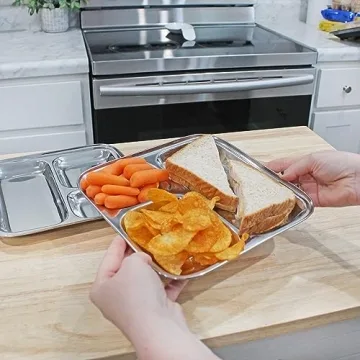 Darware Stainless Steel Divided Plates for Kids and Adults