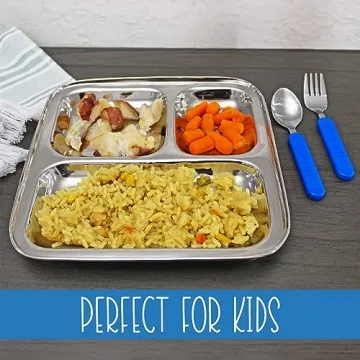 Darware Stainless Steel Divided Plates for Kids and Adults