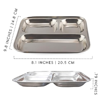 Darware Stainless Steel Divided Plates for Kids and Adults