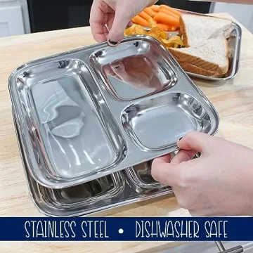 Darware Stainless Steel Divided Plates for Kids and Adults