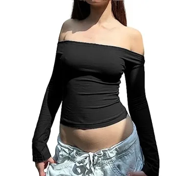 HOXIJIA Off Shoulder Long Sleeve Top for Women