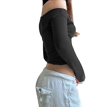 HOXIJIA Off Shoulder Long Sleeve Top for Women