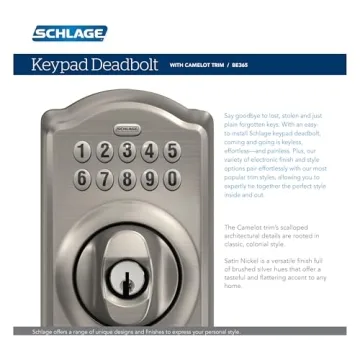 Keyless SCHLAGE BE365 CAM 622 Deadbolt, Matte Black
