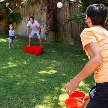 Yard Games Giant Yard Pong with Durable Buckets and Balls Including High Strength Carrying Case