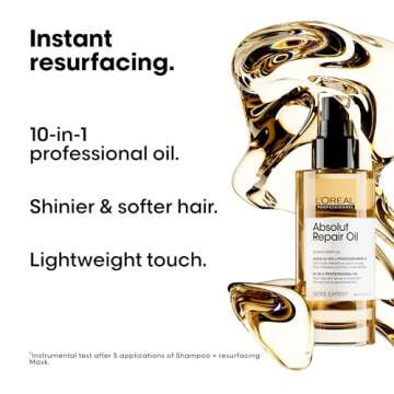 L'Oreal Professionnel Absolut Repair 10-in-1 Oil - Multi-Benefit Oil For Dry & Damaged Hair, Repairs Hair and Provides Shine With Quinoa and Proteins