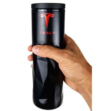 TESLA Coffee Travel Mug - 15oz Double Wall Stainless Steel Tumbler with Sliding Lid, Vacuum Sealed & Insulated, Gifts for Men, Women, Father's Day, Christmas