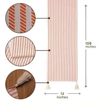 Folkulture 108 Inch Cotton Table Runner with Tassels