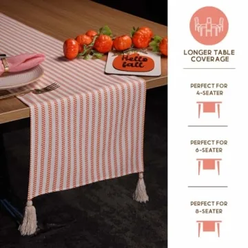 Folkulture 108 Inch Cotton Table Runner with Tassels